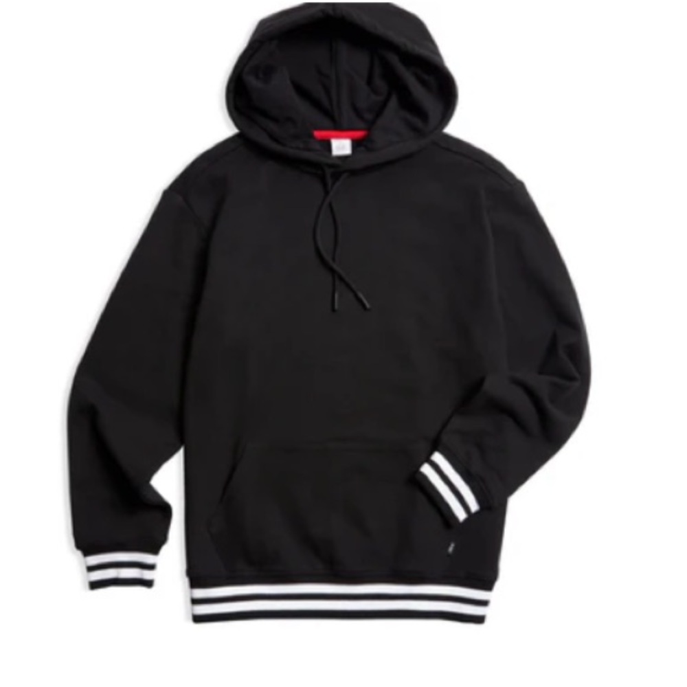 Tomboy X French Terry Pullover Hoodie LC - Black with Striped Rib